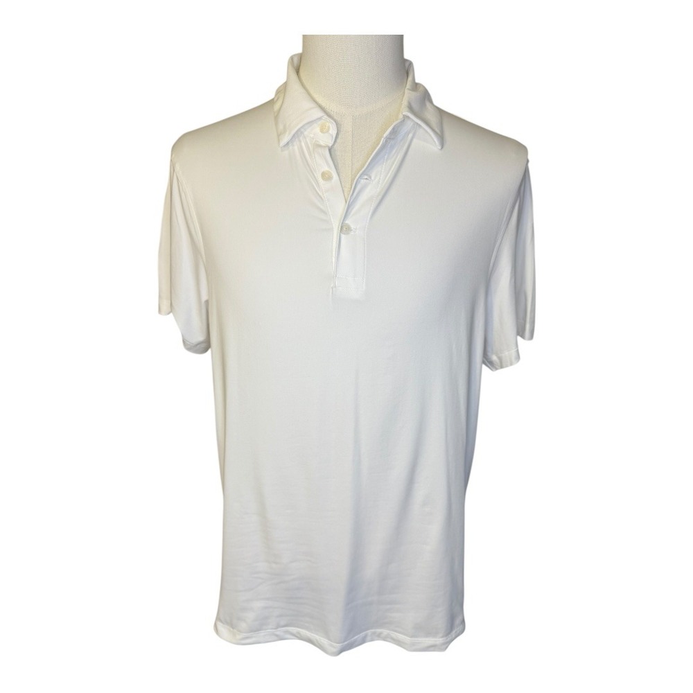J Crew Men's Large White Performance Polo Shirt Short Sleeve Casual Golf NWT